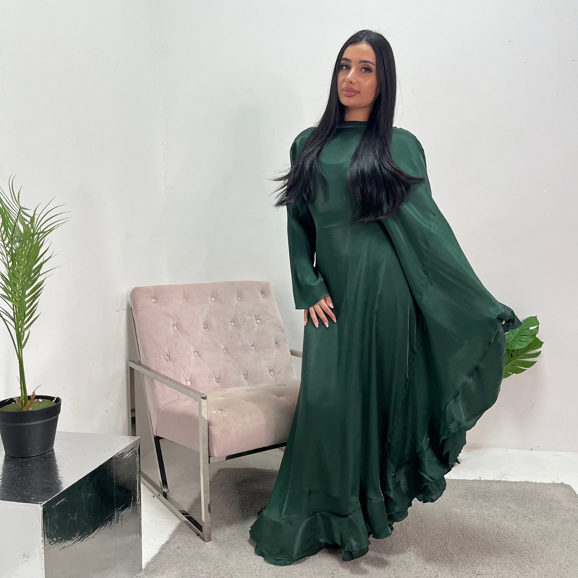 Nazah Emerald Green Side Drape Modest Dress House Of Haniya Nazah Emerald Green Side Drape Modest Dress House Of Haniya