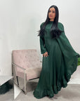 Nazah Emerald Green Side Drape Modest Dress