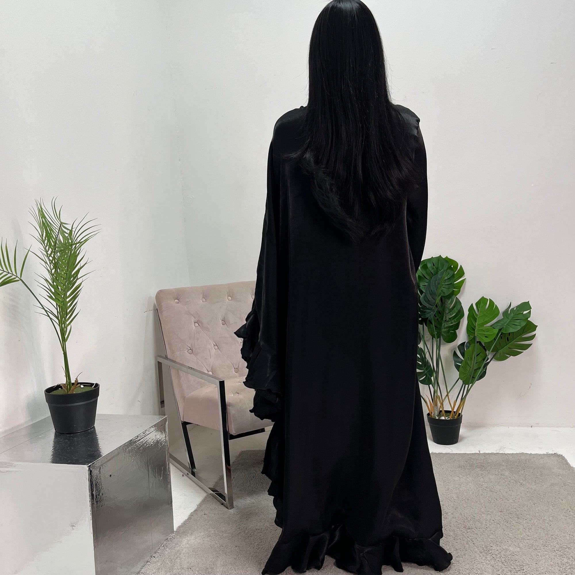 Nazah Black Side Drape Modest Dress