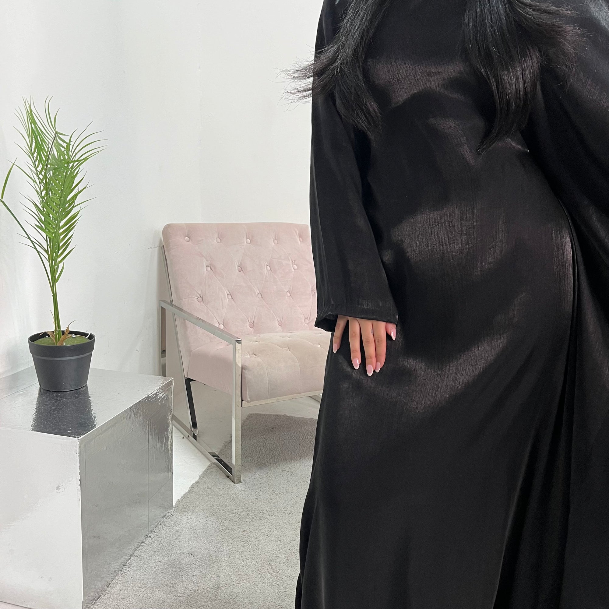 Nazah Black Side Drape Modest Dress