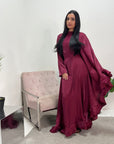 Nazah Wine Side Drape Modest Dress