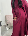 Nazah Wine Side Drape Modest Dress