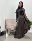 Nazah Chocolate Side Drape Modest Dress