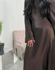 Nazah Chocolate Side Drape Modest Dress