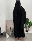 Alita Black Long Button Jacket With Attached Scarf