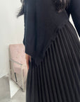 Shenia Black Knitted Top With Pleated Mesh Skirt Dress