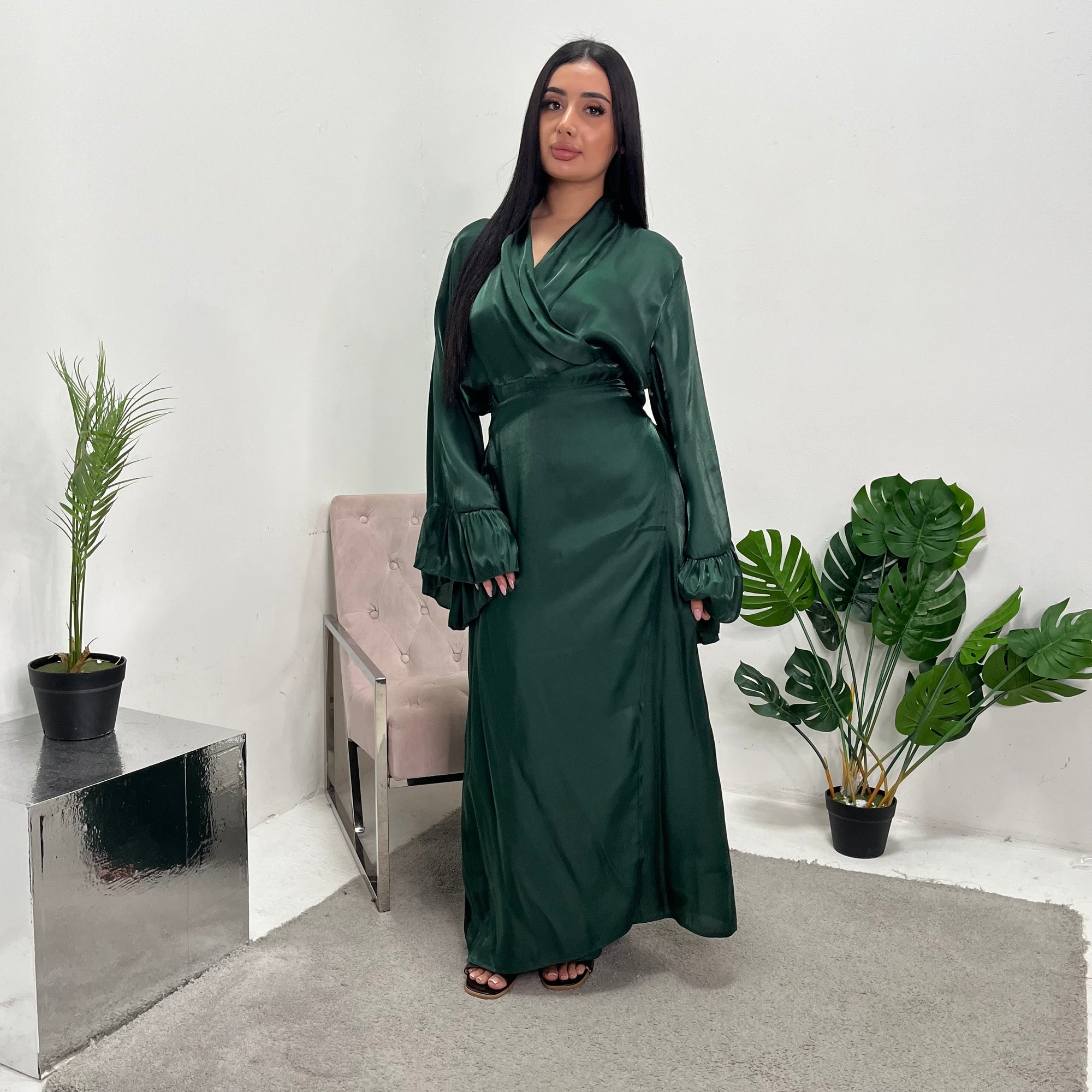 Avani Emerald Green Wrap Around Modest Dress House Of Haniya Avani Emerald Green Wrap Around Modest Dress House Of Haniya