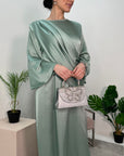 Guli Mint Satin Drape Detail Long Dress