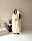 Kajol Cream Lace Detail Open Modest Abaya Jacket