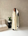 Kajol Cream Lace Detail Open Modest Abaya Jacket