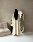 Sala Cream With Black Lace Detail V Neck Modest Kaftan Dress