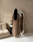Fria Mocha Lace Abaya Modest 2pcs Set