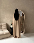 Vanity Beige Choker Cowl Neck Tie Back Kaftan Dress