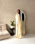 Vanity Cream Choker Cowl Neck Tie Back Kaftan Dress