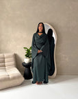 Vanity Emerald Green Choker Cowl Neck Tie Back Kaftan Dress