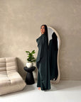 Vanity Emerald Green Choker Cowl Neck Tie Back Kaftan Dress