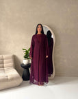 Fria Plum Lace Abaya Modest 2pcs Set