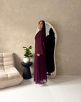 Fria Plum Lace Abaya Modest 2pcs Set
