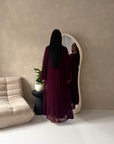 Fria Plum Lace Abaya Modest 2pcs Set