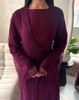 Fria Plum Lace Abaya Modest 2pcs Set