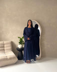 Fria Navy Lace Abaya Modest 2pcs Set