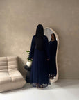 Fria Navy Lace Abaya Modest 2pcs Set