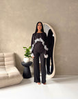 Siria Black With White Lace Trim Cape Elegant Top