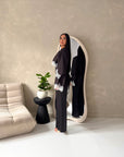 Siria Black With White Lace Trim Cape Elegant Top
