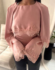 Siria Pink Lace Trim Cape Elegant Top