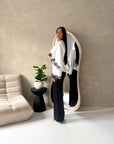 Siria White With Black Lace Trim Cape Elegant Top