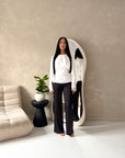 Siria White Lace Trim Cape Elegant Top