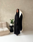 Marwa Black Mesh Edge Modest Open Abaya Jacket