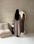 Kajol Mocha Lace Detail Open Modest Abaya Jacket