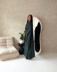 Kajol Emerald Green Lace Detail Open Modest Abaya Jacket