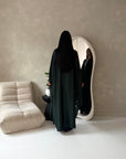 Kajol Emerald Green Lace Detail Open Modest Abaya Jacket