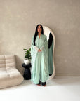 Kajol Mint Lace Detail Open Modest Abaya Jacket