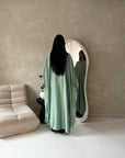 Kajol Mint Lace Detail Open Modest Abaya Jacket