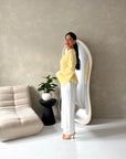Mara Yellow Floral Mesh Lace Lined Summer Tie Back Top