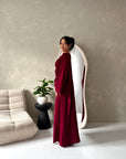 Maliha Wine Plain Drape Cape Top Trouser Co Ord Set