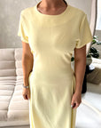 Ori Yellow Short Sleeve A Line Tie Back Summer Dress