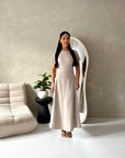 Ori Mocha Short Sleeve A Line Tie Back Summer Dress