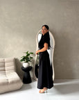 Ori Black Short Sleeve A Line Tie Back Summer Dress