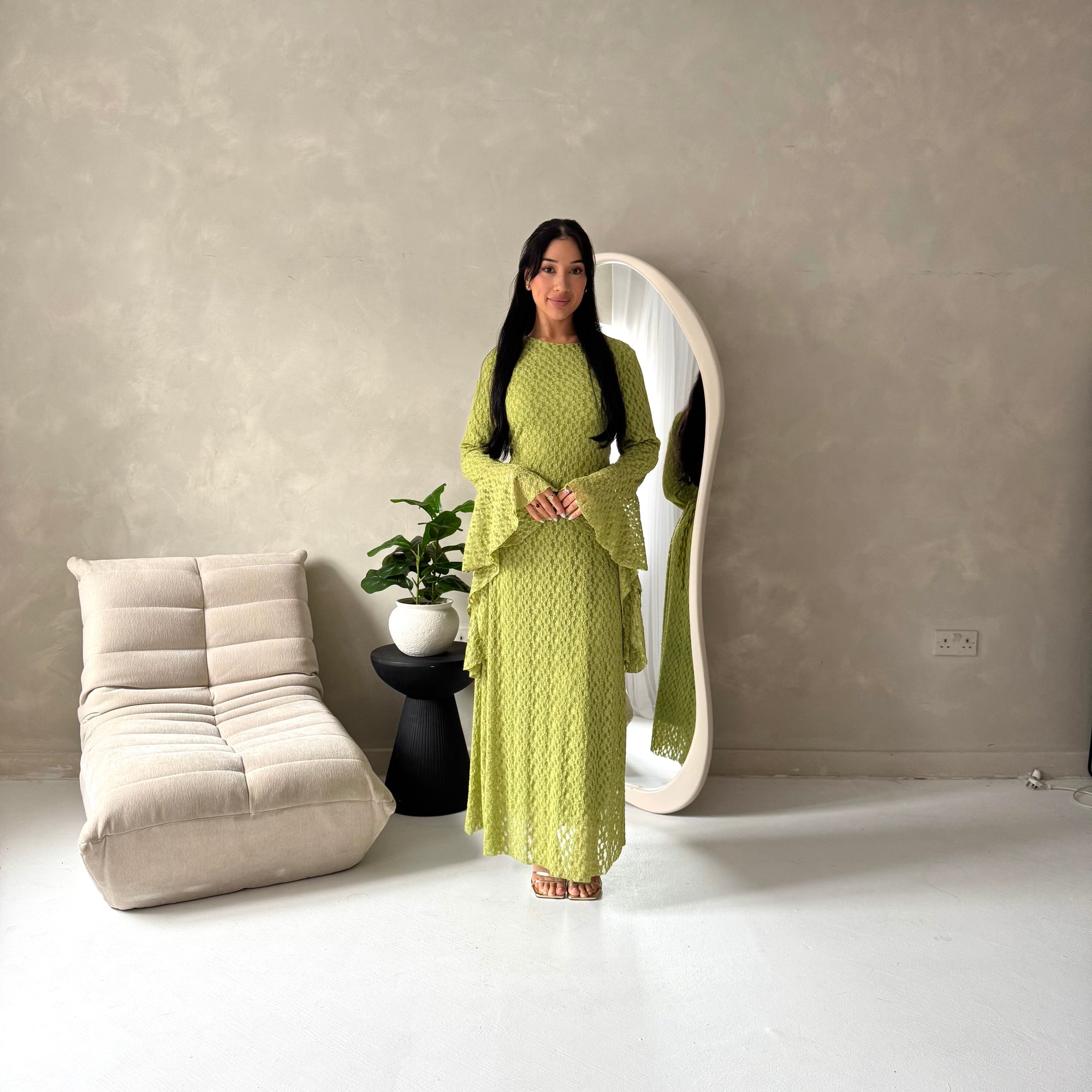 green mesh sleeve dress be right there mesh dress // green *zoco exclusive* xxxlarge