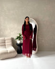Shreya Wine Floral Mesh Lined Summer Dress