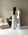 Shreya White Floral Mesh Lined Summer Dress