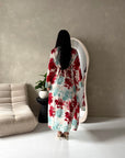Arwa Red Floral Side Gather Tie Back Summer Dress