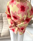 Taya Yellow Floral Side Gather Tie Back Top