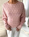 Mara Pink Floral Mesh Lace Lined Summer Tie Back Top