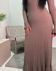 Luna Mocha Knitted Ribbed Maxi Dress