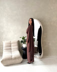 Marli Brown Tassel Edge Plain Cape Modest Dress